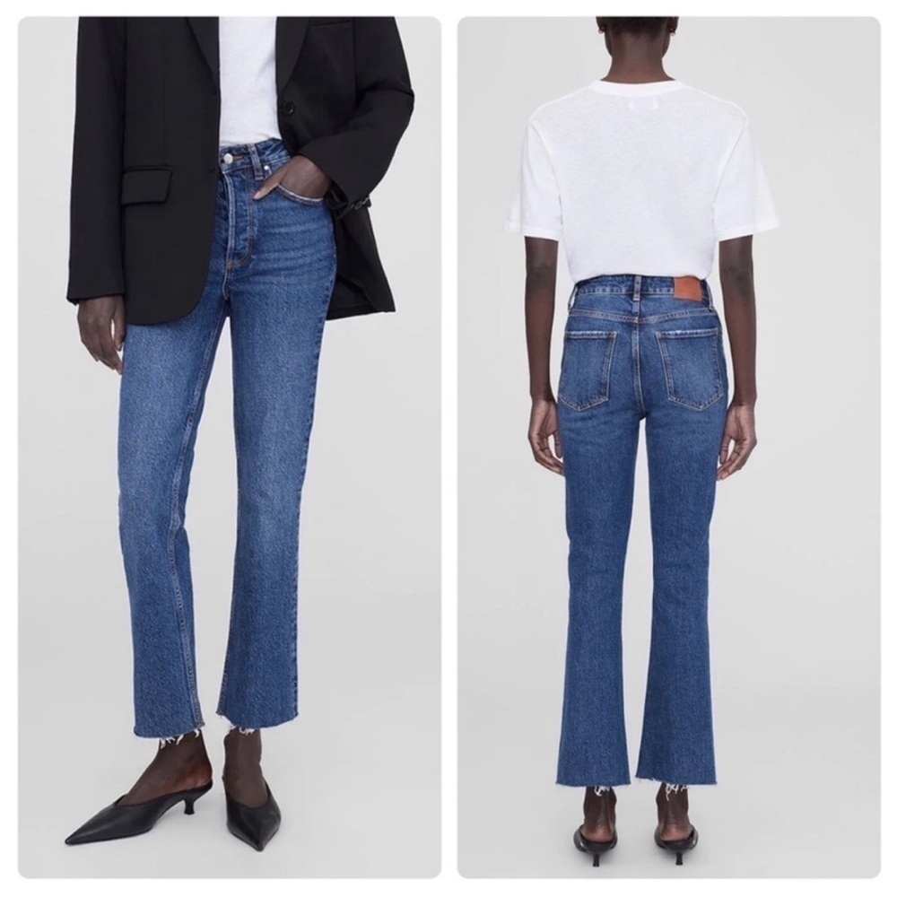 Anine Bing Lara Button Fly Jeans in Mid Indigo 28